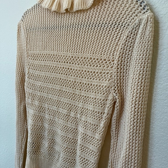 7 FOR ALL MANKIND | Ruffle Neck Long Sleeve Sweater in Heather Oatmeal | Size M - Picture 10 of 14